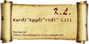 Kerékgyártó Lili névjegykártya